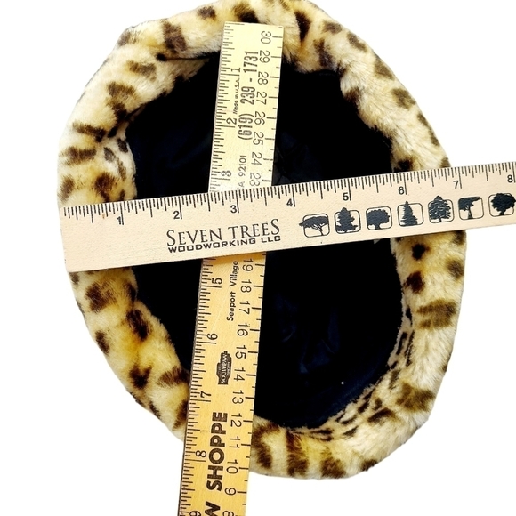 Fuzzy Black Cheetah Bucket Style Hat Retro 90's - Picture 10 of 11